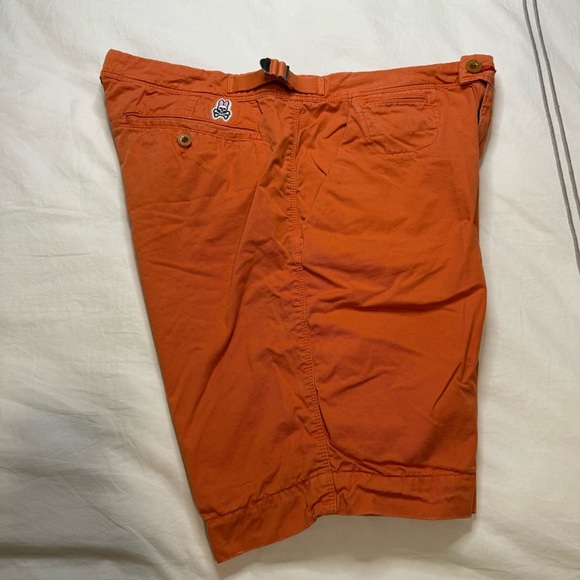 Psycho Bunny | Classic Fit Cotton Shorts Orange Mens | 36 - Picture 7 of 9